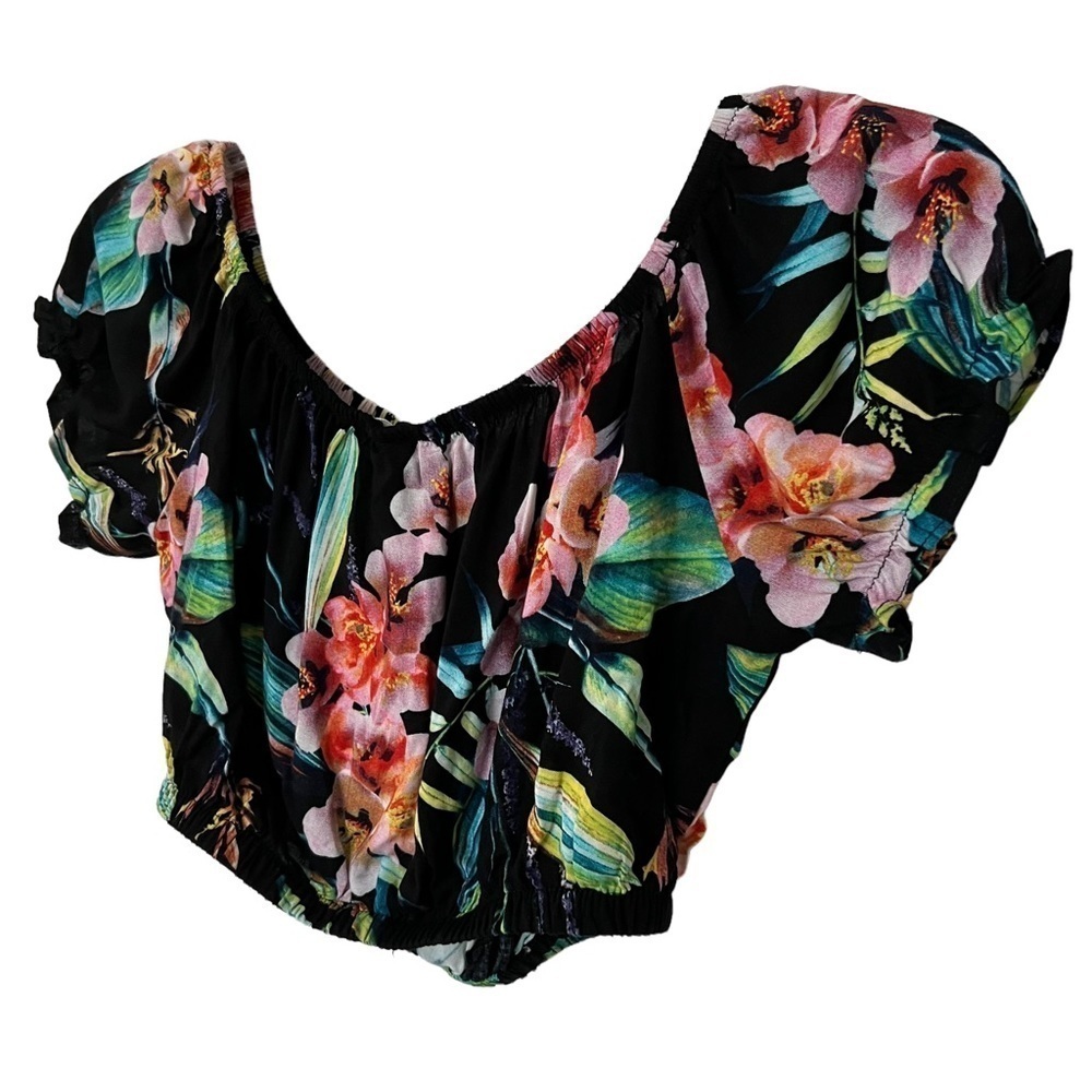 NWT TwentyFourSeven Floral Print Crop Top S tropical Hawaiian cropped floral - Picture 6 of 13